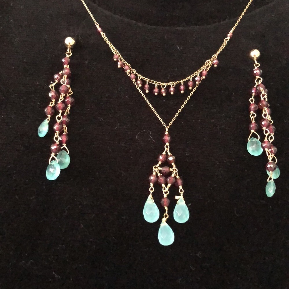 Semi precious stones hand made Wendy Mink necklace & earrings - Picture 14 of 15